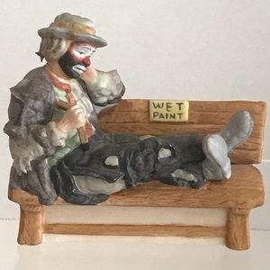 Emmett Kelly Jr. HOBO Clown wet paint Bench Porcelain Figurine Flambo - VTG -NWT